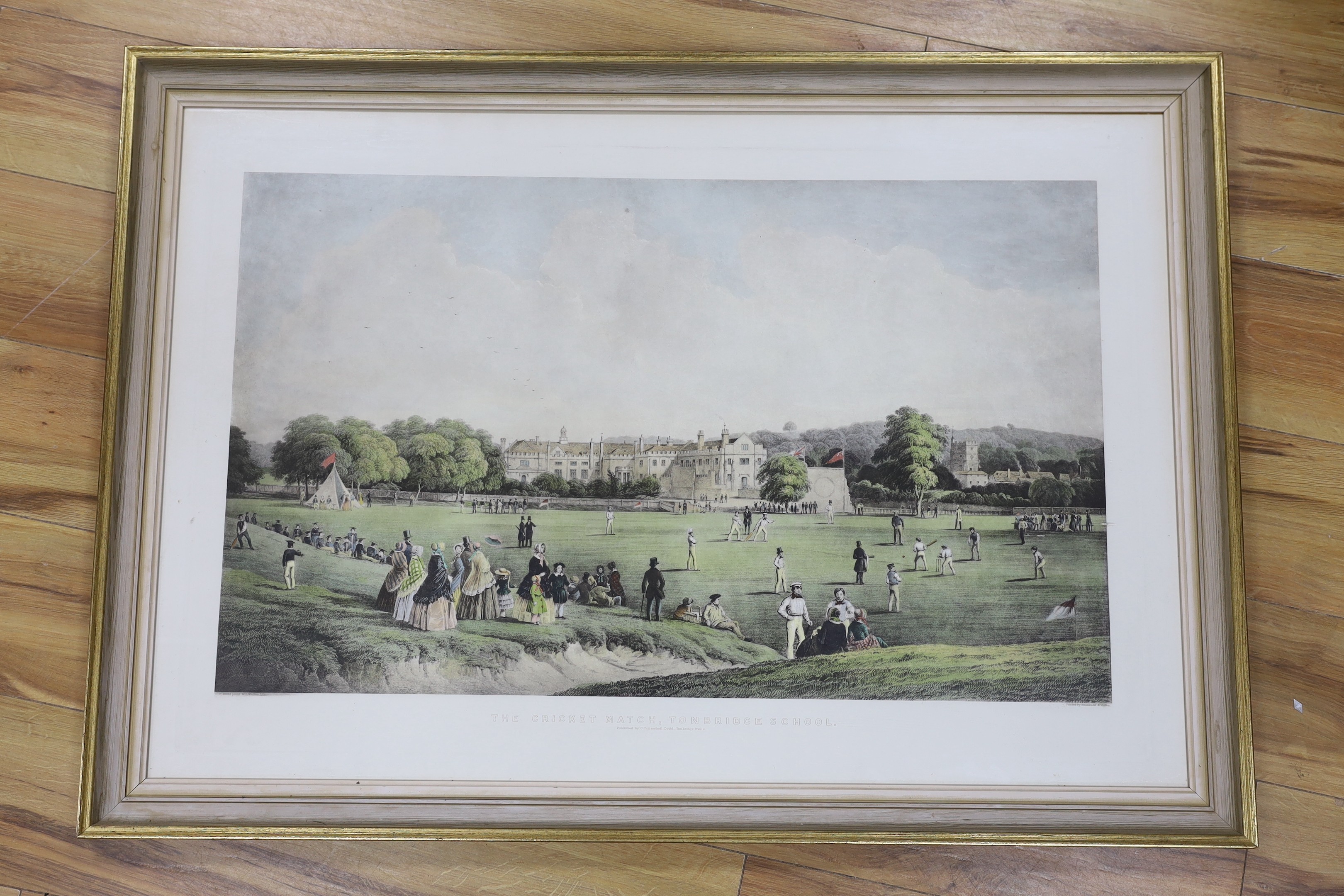 Walton after Dodd, colour print, 'The Cricket Match, Tonbridge School', overall 63 x 93cm